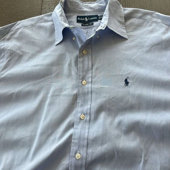 Ralph Lauren Classic Fit Men’s Size Large 16 34/35 Blue Casual Button Down Shirt - Picture 10 of 12
